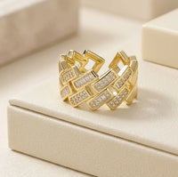 Braided Woven Crystal Ring | High Quality Geometric Fashion Ring