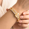 Buckle Design Anti-Tarnish Gold-Plated Bracelet with CZ Stones