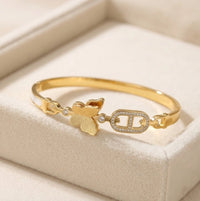 Elegant Butterfly Charm Anti-Tarnish Gold-Plated Bracelet for Women