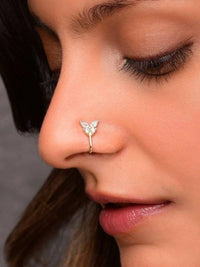 Butterfly Anti-Tarnish Gold-Plated Nose Pin with CZ Stones