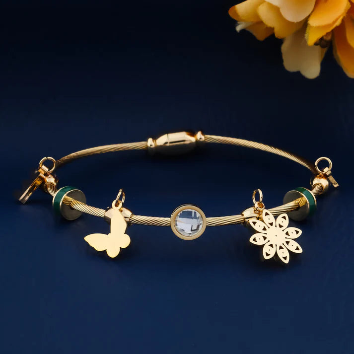 3-Piece Anti-Tarnish Gold Plated Bracelet Stack | Clover & Knot Charm Combo