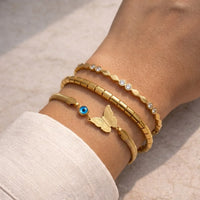 3-Piece Butterfly & Evil Eye Gold Bracelet Combo (Anti-Tarnish)
