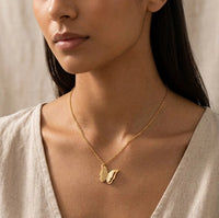 Textured Butterfly Pendant Necklace - Anti Tarnish Fashion Jewelry