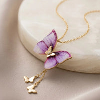Enchanted Purple Butterfly Necklace - Anti-Tarnish Gold Plated | Korean Aesthetic