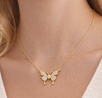 Sparkling Butterfly Necklace - Anti-Tarnish Gold Plated for Women