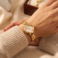 Vintage Clover Dial Anti-Tarnish Gold Plated Watch for Women