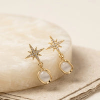 Celestial Star Drop Earrings with Opal Stone | Fashion Jewelry