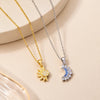 Sun and Moon Interlocking Pendant Necklace - Anti Tarnish Gold Plated
