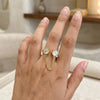 Dual Stone Chain Link Open Ring - Anti Tarnish Fashion Jewelry