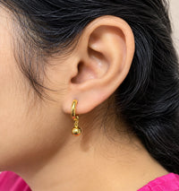 Chunky Ball Drop Hoop Earrings | Anti-Tarnish Gold-Plated