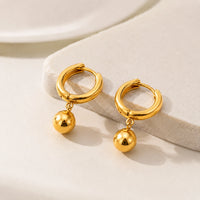 Chunky Ball Drop Hoop Earrings | Anti-Tarnish Gold-Plated