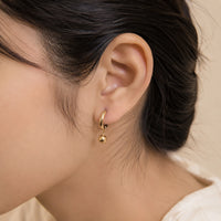 Chunky Ball Drop Hoop Earrings | Anti-Tarnish Gold-Plated