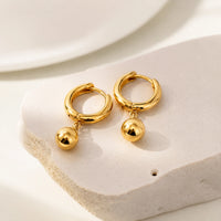 Chunky Ball Drop Hoop Earrings | Anti-Tarnish Gold-Plated