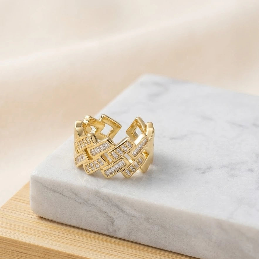 Braided Woven Crystal Ring | High Quality Geometric Fashion Ring