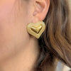 Chunky Gold Heart Stud Earrings | Vintage Statement Fashion Jewelry
