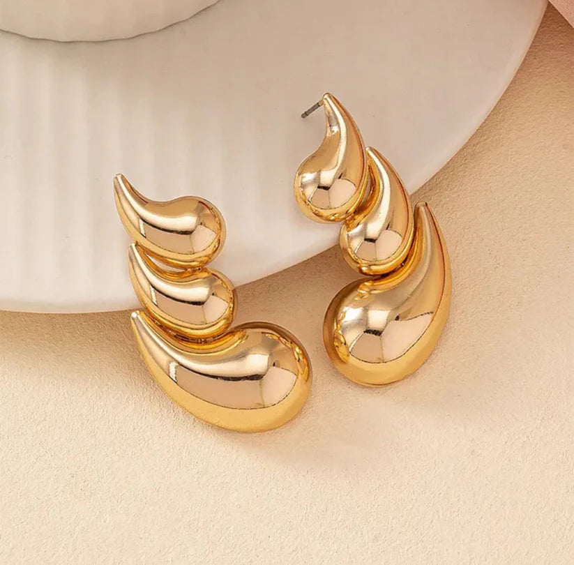 Chunky Swirl Statement Earrings - Anti Tarnish Gold Plated