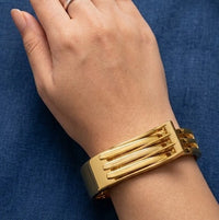 Interlocking Statement Cuff Bangle - Anti Tarnish Gold Plated Bracelet