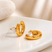 Chunky Hoop Stone Earrings | Anti-Tarnish Gold Plated | Minimalist Everyday Wear