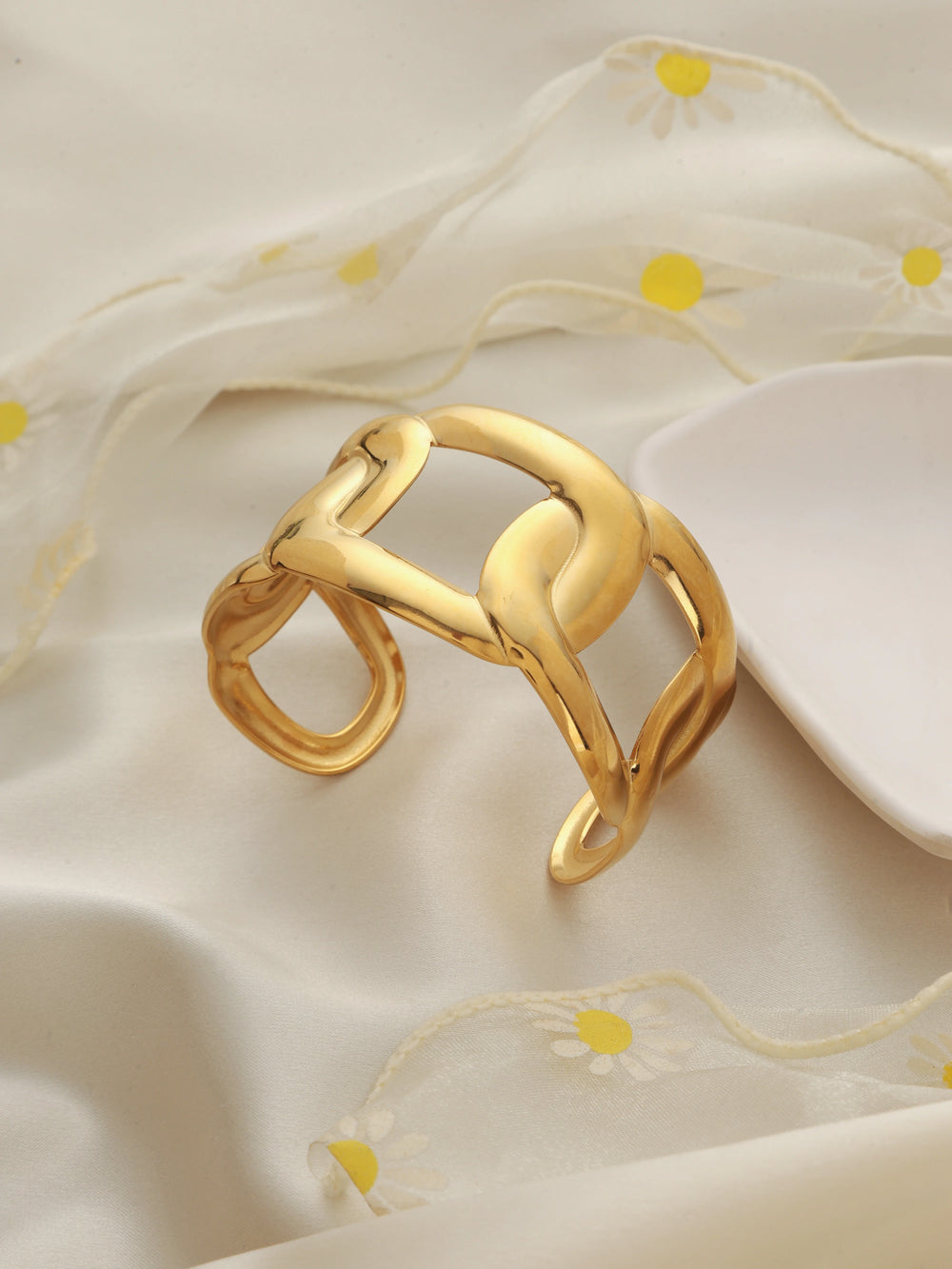 Chunky Open Link Anti-Tarnish Gold Plated Cuff Bracelet