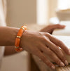Chunky Orange Resin Bead Bracelet with Metallic Accents | Statement Jewelry