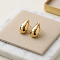 Chunky Teardrop Stud Earrings - Anti-Tarnish Gold Plated