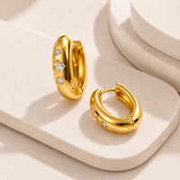 Chunky Zircon Hoops - Anti-Tarnish Gold-Plated Earrings