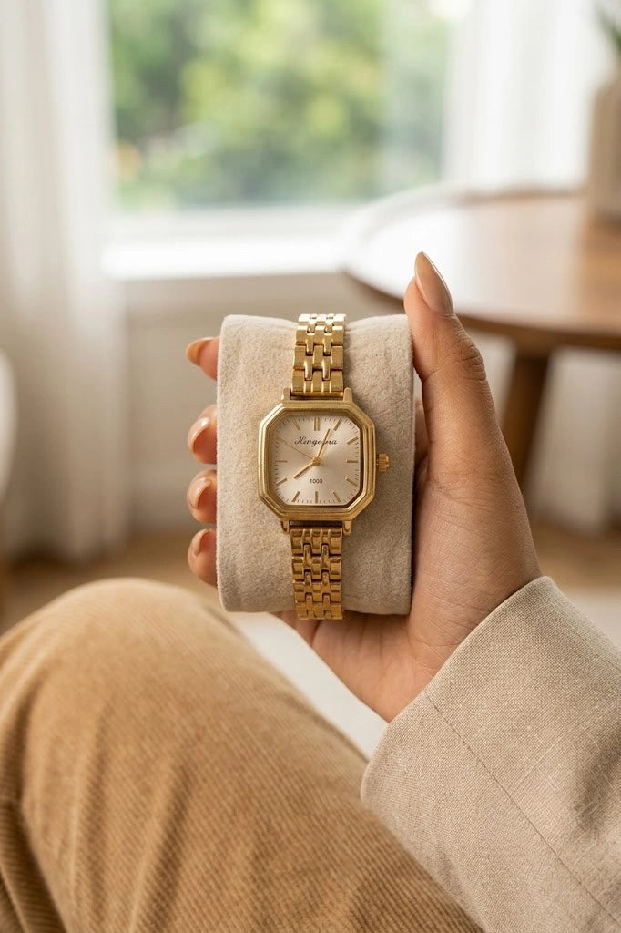 Luxe Vintage Octagon Gold Watch | Anti-Tarnish & 18K Gold Plated