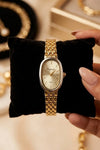 Classic Oval Gold-Plated Watch | Anti-Tarnish Vintage Timepiece for Women