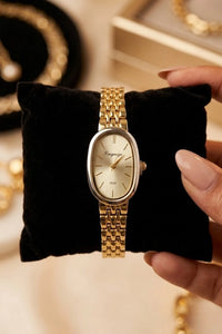 Classic Oval Gold-Plated Watch | Anti-Tarnish Vintage Timepiece for Women
