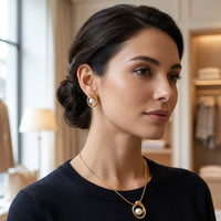 Classic Pearl Swirl Anti-Tarnish Gold-Plated Necklace and earring Set - Minimalist Elegance