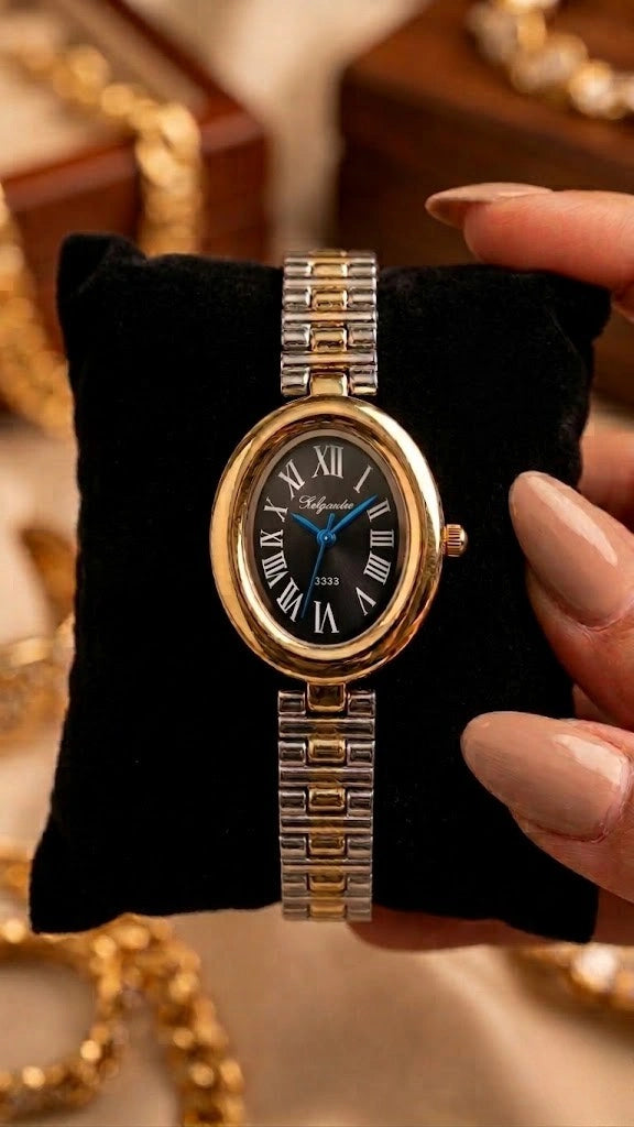 Classic Two-Tone Oval Dial Watch | Anti-Tarnish Gold Plated
