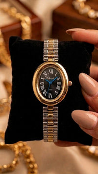Classic Two-Tone Oval Dial Watch | Anti-Tarnish Gold Plated