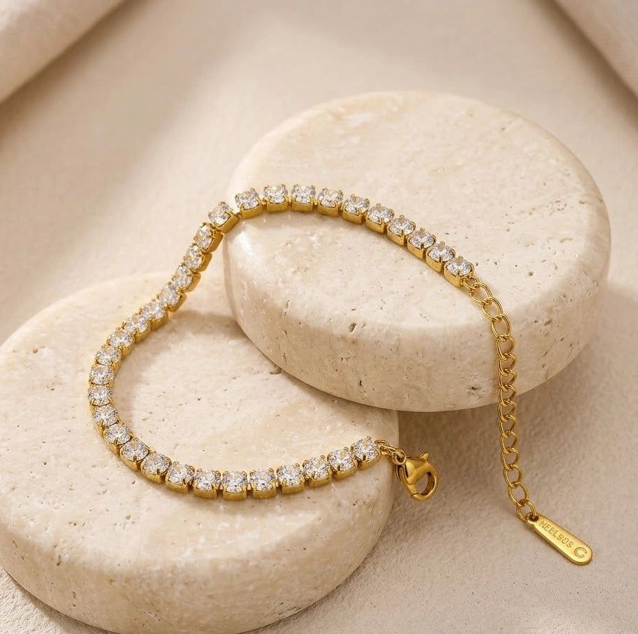 Emerald Clover & Tennis Bracelet Stacking Combo | Anti-Tarnish Gold Plated