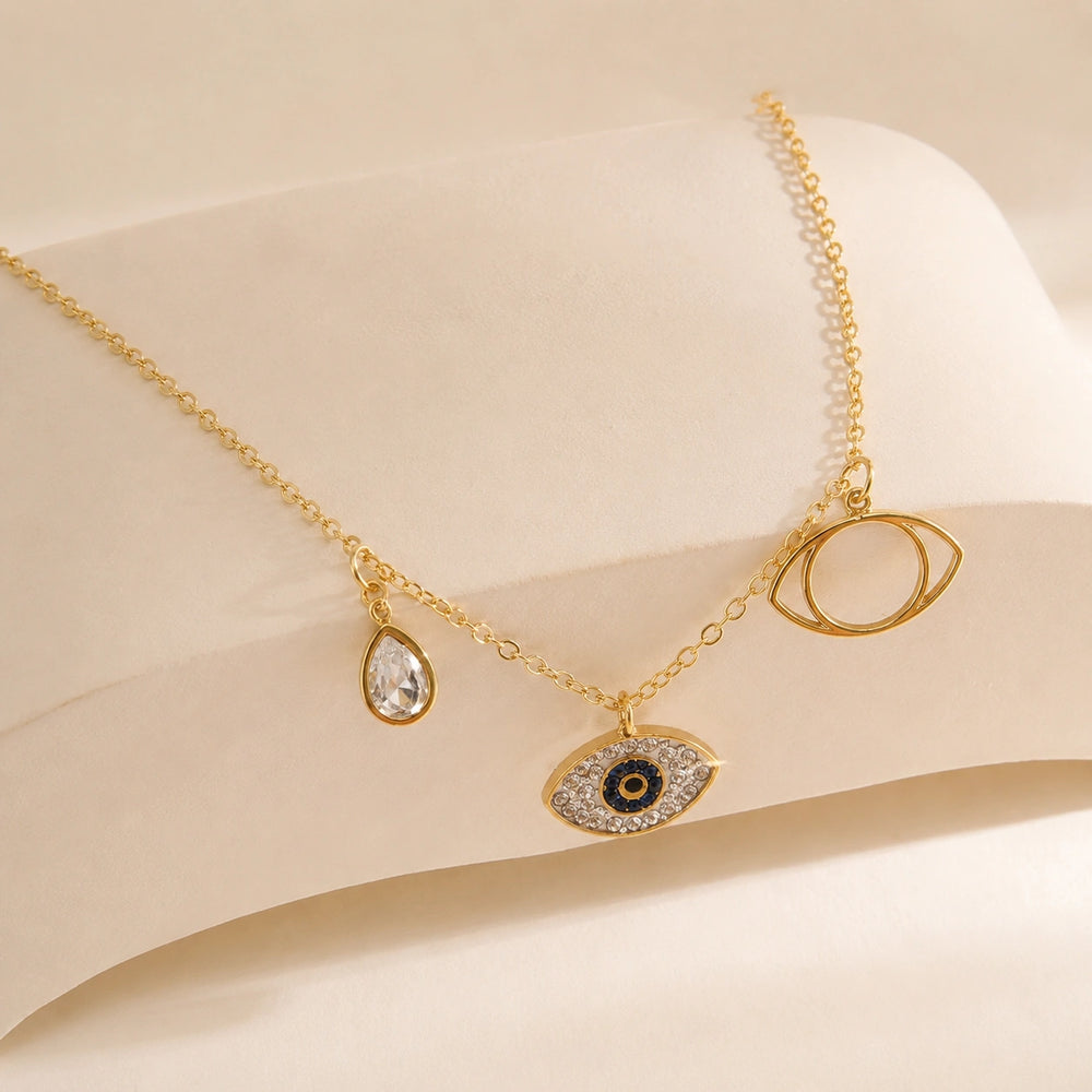 Evil Eye Charm Anti-Tarnish Gold-Plated Necklace