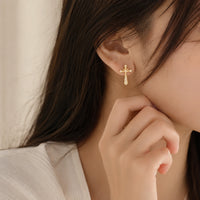 Cross Stud Anti Tarnish Gold Plated Earrings