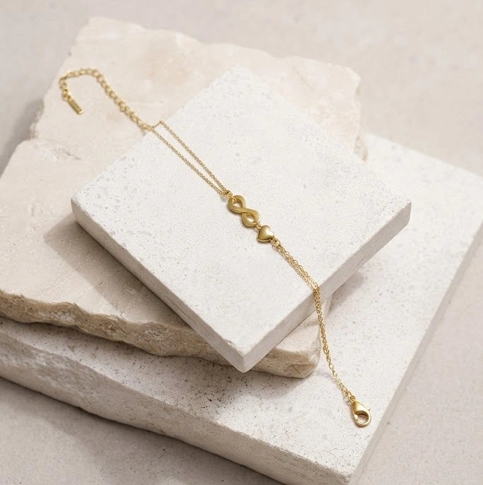 Infinity Heart Anti-Tarnish Gold-Plated Bracelet | Minimalist Everyday Jewelry