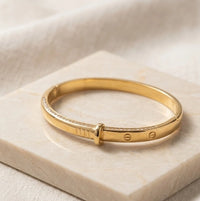 Gold Plated Nail Design Bracelet - Anti Tarnish Minimalist Bangle