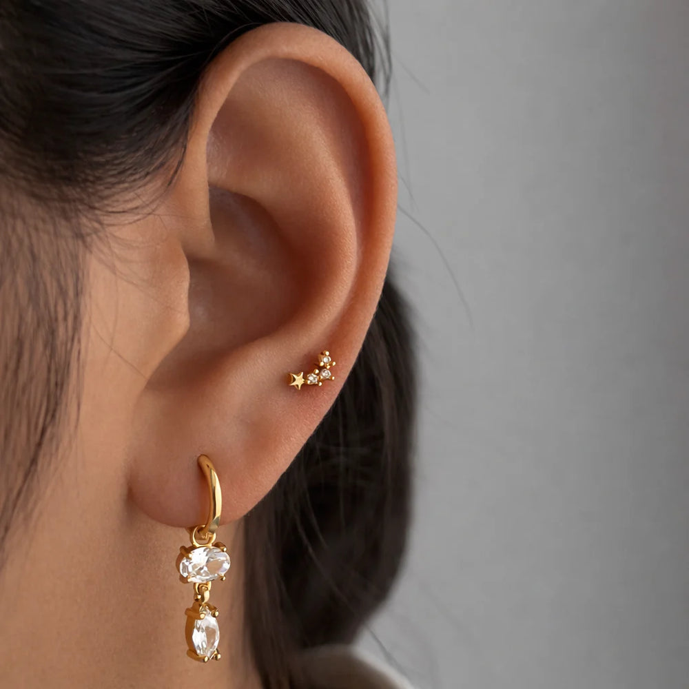 Minimalist Crystal Drop Earrings | Anti-Tarnish Gold Plated