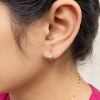 Anti Tarnish Gold Plated Zirconia Hoop Earrings - Korean Minimalist