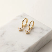 Minimalist Floral Drop Earrings - Anti-Tarnish Gold Plated