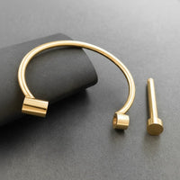 Minimalist Cylinder Cuff Bracelet - Anti Tarnish Gold Plated