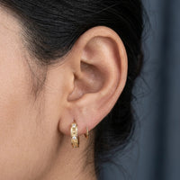 Roman Numeral Double Hoop Earrings - Anti Tarnish Gold Plated