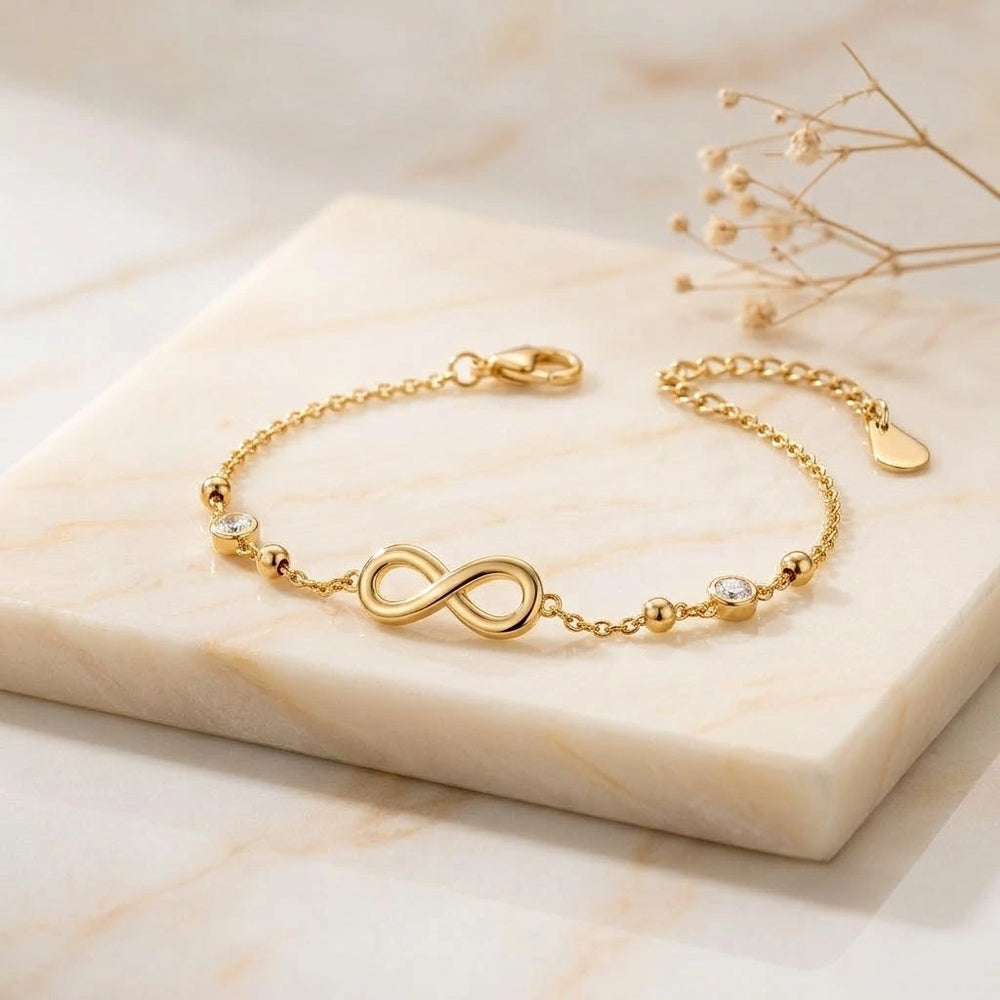 Infinity Charm Anti-Tarnish Gold Plated Bracelet | Minimalist Korean Jewellery