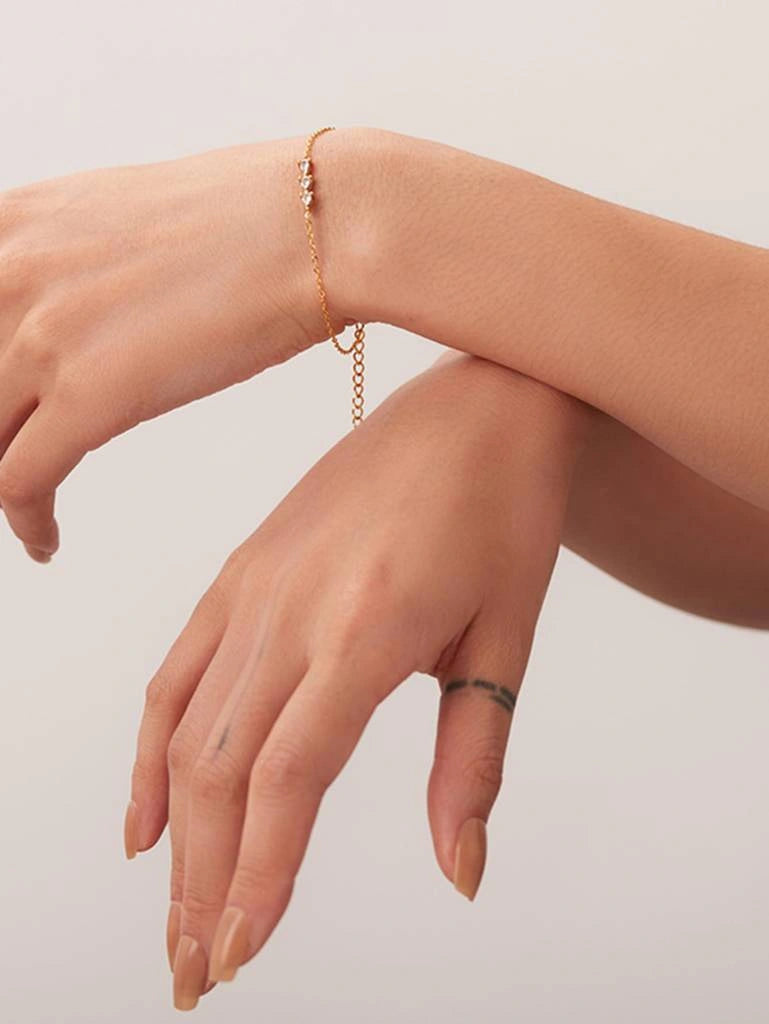 Anti Tarnish Gold Plated Three Stone Minimalist Bracelet