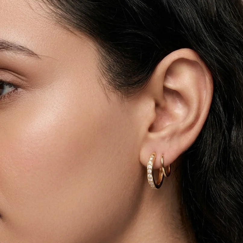 Zirconia Spiral Wrap Ear Cuffs - Anti Tarnish Gold Plated