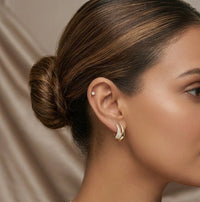 Curved Sparkle Earrings | Anti Tarnish Gold Plated