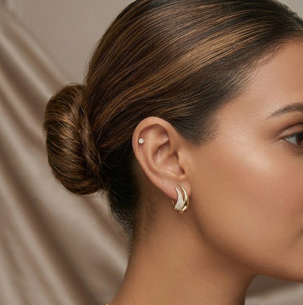 Premium gold plated earrings showcasing clean girl and old money aesthetic
