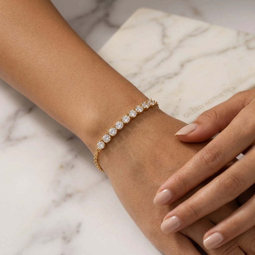 Crystal Bar Anti-Tarnish Gold Plated Bracelet