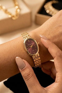 Vintage Oval Dial Anti-Tarnish Gold Plated Watch for Women