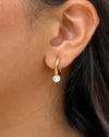 Solitaire Drop Hoop Earrings - Anti Tarnish Gold Plated Huggies